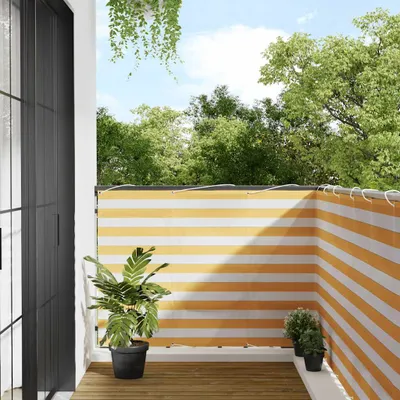 Zdjęcie produktu dla Maison Exclusive – osłona balkonowa w żółto-białe paski, 120 x 1000 cm