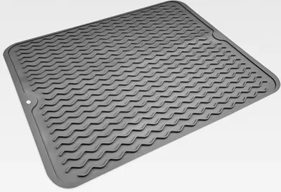 Produktbild von Abtropfmatte Geschirr Faltbar, 40 cm x 30 cm Silikon Abtropfmatte Spüle, Dish Drying Mat, Abtropfen Matte Waschbar für Küche, Spüle und Bad, rutschfest & Schnelltrocknend (Dunkelgrau)