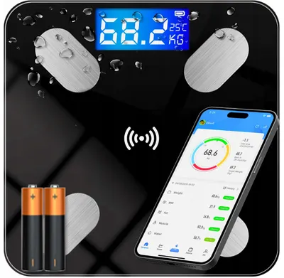 Zdjęcie produktu dla Waga Łazienkowa Analityczna Bluetooth Smart 25W1 Pomiar Ciała + Baterie