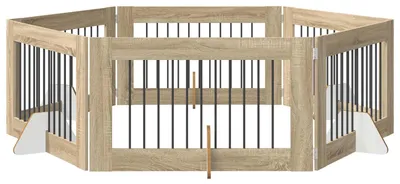 Image de Portillon pour chien avec supports 6 pcs Chêne Sonoma