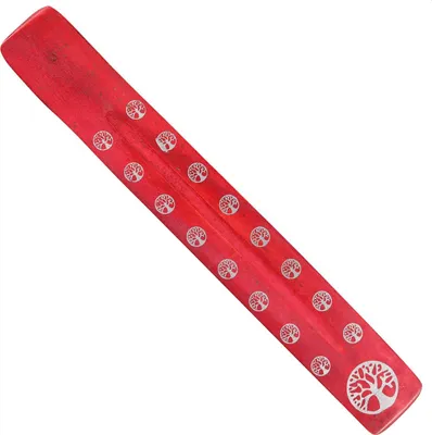 Produktbild von Räucherstäbchenhalter aus Holz - 1 Stück - bedruckt - Lebensbaum rot