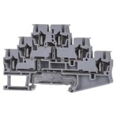Obrázek produktu pro Tříúrovňová svorka šedá - Montážní svorkovnice 5,2mm 28A ST 2,5-PE/L/N