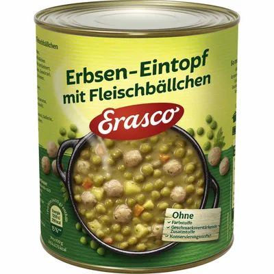 Produktbild von Erasco Eintöpfe Erbseneintopf mit Fleischbällchen 800g