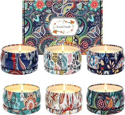 Produktbild von Geschenkset mit 6 Duftkerzen, natürliche Sojawachs-Aromatherapie-Kerzen