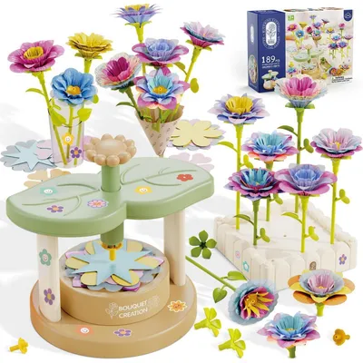 Produktbild von DIY Blumen Bastelset für Kinder ab 3 Jahren, Kunststoff Blumensträuße, Blumenpresse, Kreativ Spielzeug