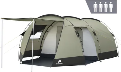 Obrázek produktu pro Stan CampFeuer Super+ pro 4 osoby, olivově zelená / černá, XXL tunelový stan se 2 vchody a markýzou
