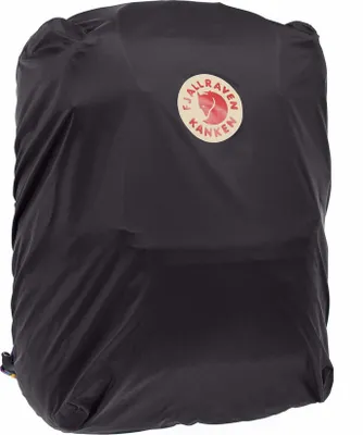 A black rain cover for a backpack is shown against a white background.