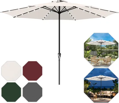 Obrázok produktu pre Bettizia Ø350cm slnečník Slnečník UV40+ Záhradný slnečník Terasa Záhrada UV ochrana LED Solárny, sivý