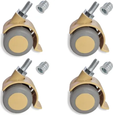 Produktbild von Sämann 4er Set Möbelrolle beige Gummirolle Lenkrolle Laufrolle Hartbodenrolle