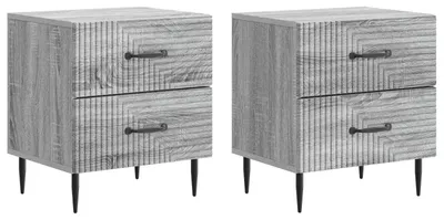 Image de vidaXL Table de chevet, lot de 2, gris Sonoma, 43 x 34,5 x 47,5 cm, panneaux de particules