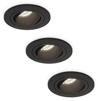 Produktbild von hoftronic LED Einbaustrahler Set 3x4W 4000K GU10 Schwarz schwenkbar IP20