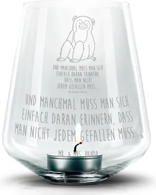 Produktbild von Mr. & Mrs. Panda gravur glas Affe - Transparent - Geschenk, Respekt, Windlicht, Laterne, Selfcare, Afrika, Teelichthalter, Affen, Liebe, Kerzenhalter, Motivation