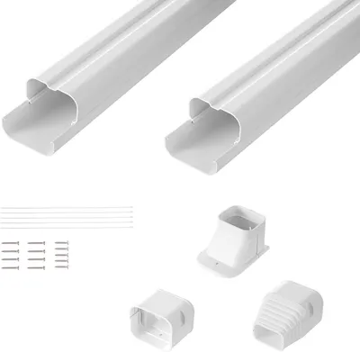 Obrázok produktu pre VEVOR kryt mini split sady potrubia 76,2 mm Š 2270 mm D, dekoratívny PVC kryt potrubia pre klimatizáciu s 2 rovnými potrubiami a kompletnými komponentmi, lakovateľný pre tepelné čerpadlá, biely