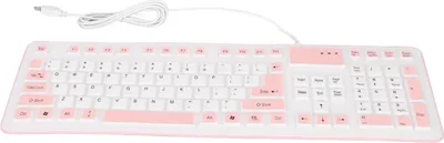 Zdjęcie produktu dla Składana klawiatura silikonowa 106 klawiszy Wodoodporna, pyłoszczelna, składana, przewodowa, cicha klawiatura silikonowa USB do gier na PC i laptopa, różowa