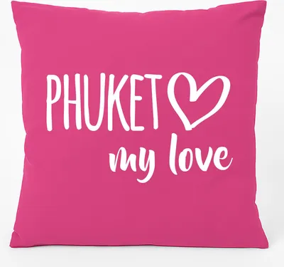 Produktbild von Huuraa Kissen Phuket my love 40x40cm mit Füllung Fuchsia Baumwolle Dekokissen Geschenkidee