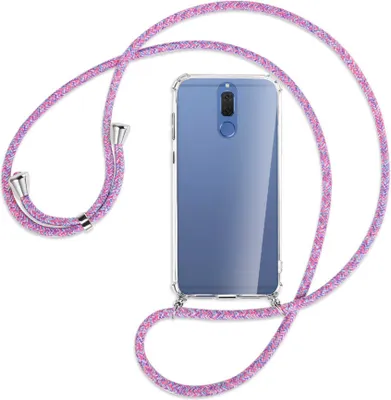 Produktbild von Handykette Backcover-Schutzhülle mit Band (Metall silberfarben) für Huawei Mate 10 Lite / G10 - lila/rosa/blau