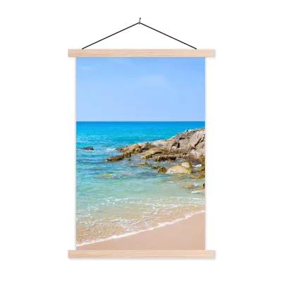 Produktbild von MuchoWow® Textilposter Strand - Meer - Tropisch - Sommer 120x180 cm mit holzfarbenen Rahmen - Textil-Plakat