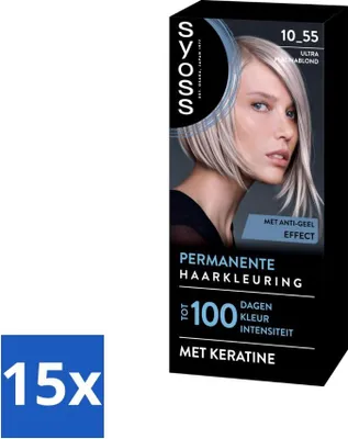 Immagine prodotto di SYOSS - Colorazione permanente 10-55 - Tintura per capelli - Tintura permanente per capelli - Biondo ultra platino - Copertura grigia - Value pack - 15 pezzi