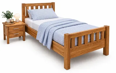 Produktbild von Komfortbett Eiche massiv geölt Holzbett 100x200 Komforthöhe #4280