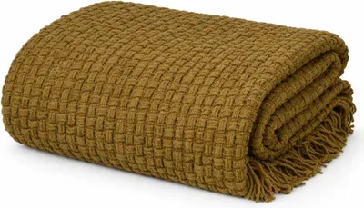Productafbeelding van Mica Decorations Cosenza Knuffeldekentje - Plaids voor de bank in boho-stijl - Bankdeken/bankhoes - 180 x 130 cm - Bruin