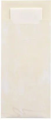 Produktbild von 520 Papstar Bestecktaschen 20 cm x 8,5 cm creme inkl. weißer Serviette 33 x 33 cm 2-lag. 85206