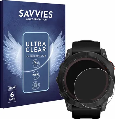 Produktbild von 6x Für Garmin Fenix 7X (51 mm) Schutzfolie Savvies Displayschutz Display Schutz Folie Klar Transparent