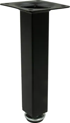 Zdjęcie produktu dla Nóżka meblowa, prosta, kwadratowa, czarna, metalowa, regulowana, 15 cm