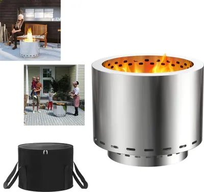 Obrázek produktu pro XINZI Ohnivá mísa Ø49 cm, Velké přenosné ohniště z nerezové oceli, Nízká kouřivost a stabilita, Ideální pro zahradu, terasu, balkon, grilování a piknik, S přenosnou taškou