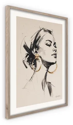 Image de STYLER : Tableau décoratif "Poster" 50x70 cm, encadré en MDF, avec un motif floral botanique, idéal pourReproductioner le salon, la chambre ou le bureau. Modèle : ANABELLE