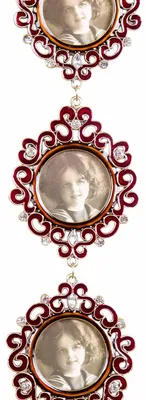 Produktbild von Fotorahmen antik Stil Hartzinn Emaille 3x Foto 4x4cm Strass Kette Wand Rahmen