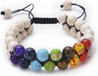 Produktbild von Armband Set Zweireihiges Chakra Armband Damen Herren, Edelstein Armband, J0364, Weiß