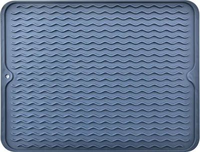 Obrázek produktu pro Velká velikost 30x40 cm, žáruvzdorná podložka na kuchyňskou linku, dřez, kulmu, žehličku na vlasy, podložka na sušení nádobí pro více použití, protiskluzová podložka do zásuvky (modrá)