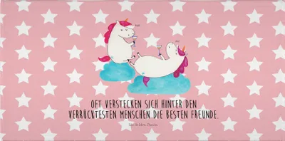 Produktbild von Mr. & Mrs. Panda Handtuch Einhorn Sekt - Rot Pastell - Geschenk, Unicorn, Baumwollhandtuch, gesichtshandtuch, Freundinnen, Spaß, gesichtstuch, Einhörner, 50x100
