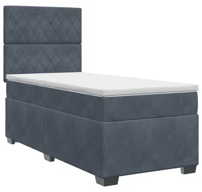 Immagine prodotto di vidaXL Letto a molle con materasso grigio scuro 90 x 200 cm in velluto