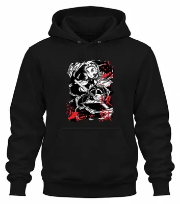 Productafbeelding van Rengoku Kimetsu no Yaiba Vlammen Zwaard Anime Fan Grunge Uni Hoodie, Zwart, XXL