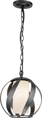 Produktbild von Hängeleuchte außen Metall Glas E27 IP44 H: max. 287,3 cm Schwarz Antik Weiß rund Kugelschirm Modern