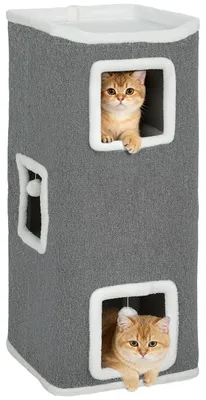 Produktbild von Kratztonne 100 cm Hoch 41 x 41 cm Vierstöckig für 1-2 Katzen Grau