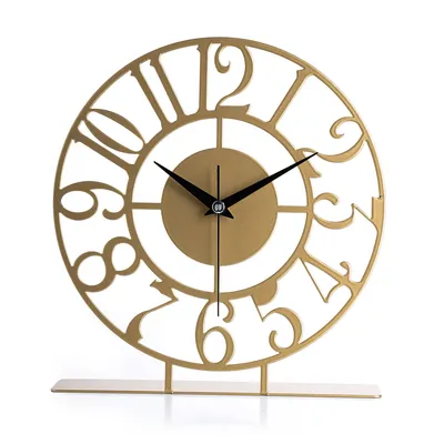 Zdjęcie produktu dla Opviq, Asya - Gold, Zegar dekoracyjny, 100 % METAL, złoty, 25 x 23 cm