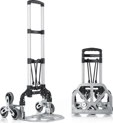 Produktbild von Brandson Sackkarre klappbar, Transportkarre, Alu Treppensteiger Transportkarre, mit 75 kg Last Vollgummireifen & Expanderseil, (1-St), für Umzug Getränkekisten, 6 Räder, leicht & stabil