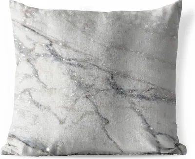 Produktbild von MuchoWow® Outdoor Kissen - Marmor - Weiß - Grau - 40x40 cm - Wetterfest - Lounge Kissen - Kopfkissen - Interieur - Polster mit Bild