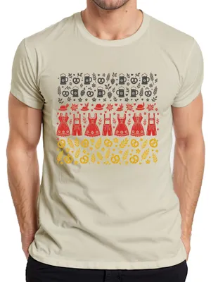Produktbild von Bayern Tracht Dirndl Lederhose Brezel Wiesn München Herren T-Shirt, Natur, 3XL