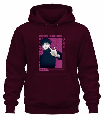 Obrázok produktu pre Jujutsu Kaisen Megumi Fushiguro Anime Estetika Fanúšik Darček Vintage Uni mikina s kapucňou, bordová, XXL