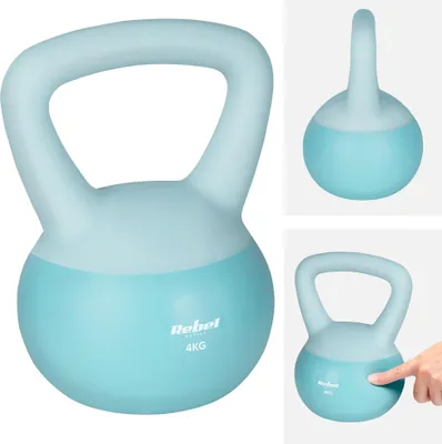 Produktbild von Soft Kettlebell 4 kg Rebel weiche PVC-Hantel, sicher und geräuscharm, für Fitness