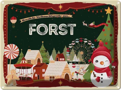 Produktbild von vianmo Blechschild 30x40 cm Weihnachtsgrüße aus Forst Weihnachten