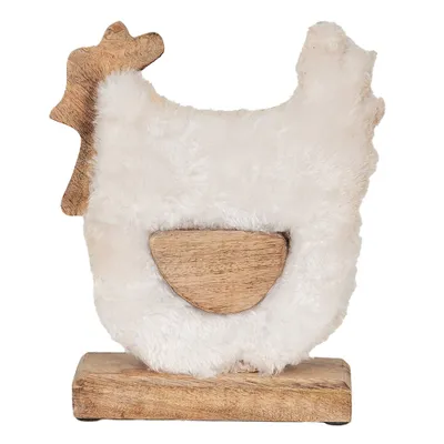 Produktbild von Clayre & Eef Figur Hahn 18x5x21 cm Weiß Braun Holz