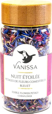 Produktbild von Vanissa Sternennacht - Essbare Blütenblätter: Kornblume im Glasbehälter