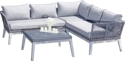 Produktbild von SunnySmart 2-teilige Loungegruppe Bella Akazienholz und Aluminium mit Polyrope grau