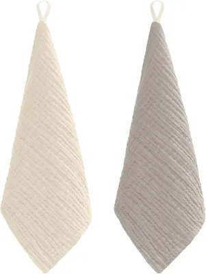 Imagen del producto de Toallas de musselina para bebés, 100% algodón, 25x25 cm, juego de 2 unidades, para recién nacidos