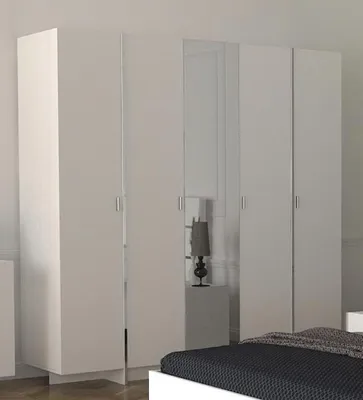 Produktbild von Kleiderschrank Schlafzimmer Moderne Möbel Braun Holz Schrank 204cm Weiß