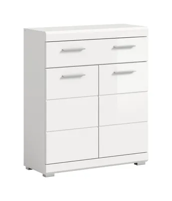 Produktbild von Unterschrank mit 1 Schublade & 2 Türen, robuste Hochglanz Front, Breite 88 cm, weiß, furnling Scott